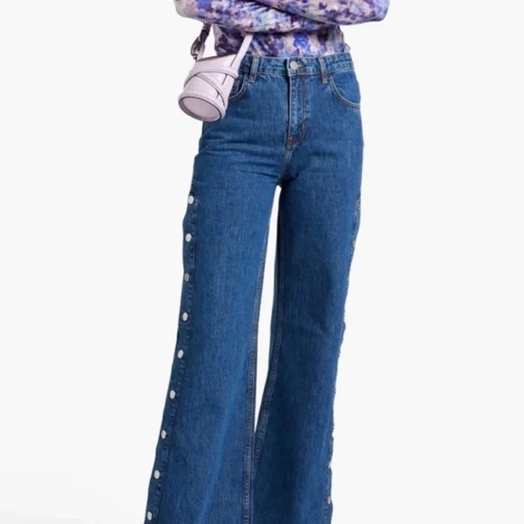 Derek Lam 10 Crosby Nolan Snap Wide Leg Jean 28 - Picture 4 of 15